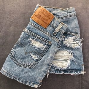Hand Distressed Vintage Levi 912 Jean Shorts